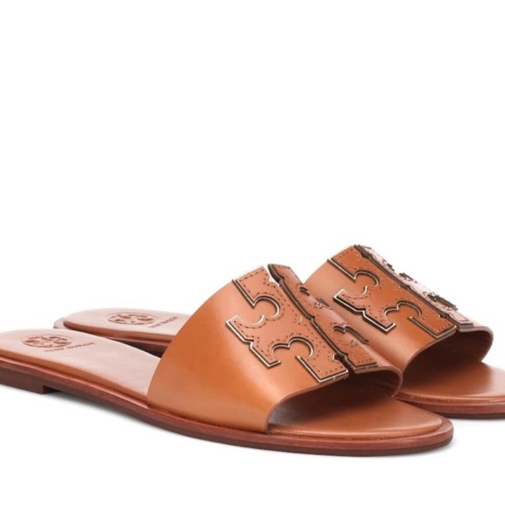 Tory Burch Ines Slide Sandal Tan Gold Size 10